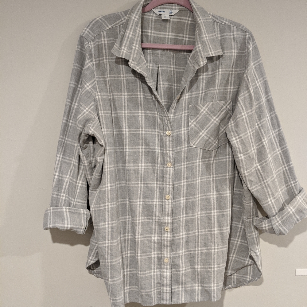 Plus Size Gray and White Flannel Size XXL